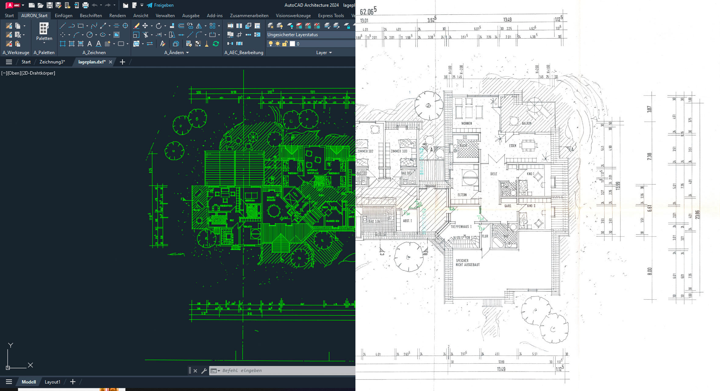 Papierplan digitalisieren und in DWG/DXF vektorisieren