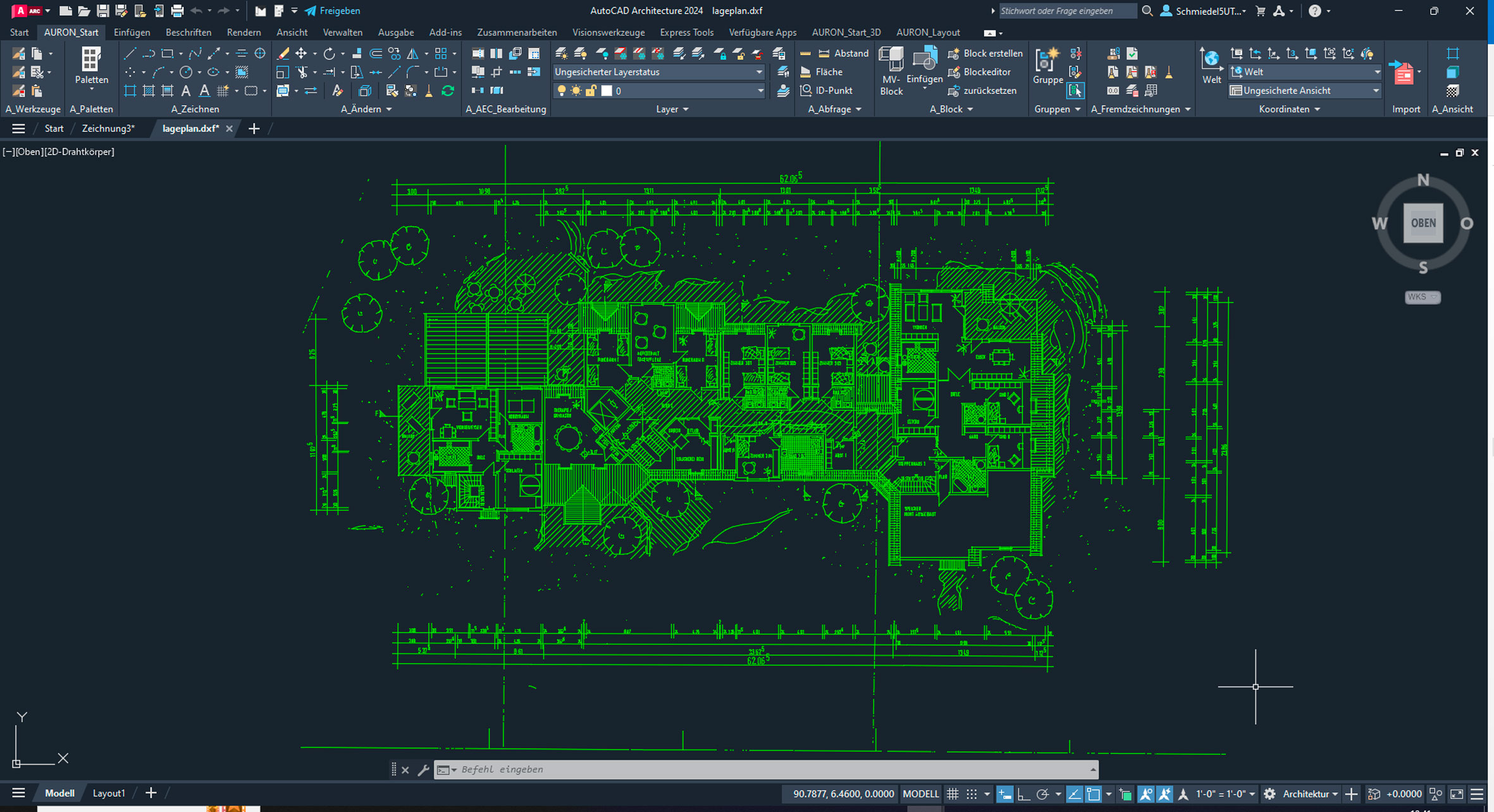 Lageplan vektorisiert in AutoCAD